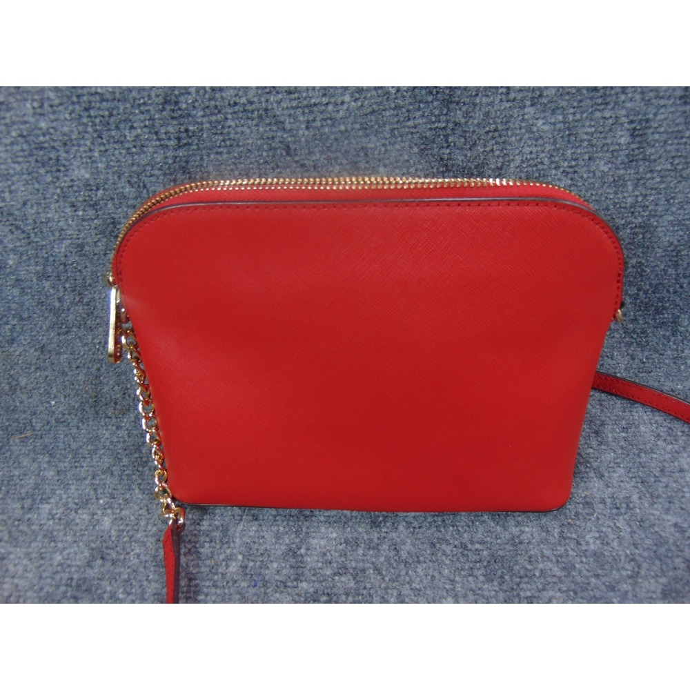 Michael Kors Cindy Dome Crossbody Red Saffiano Leather 38S9YCP03L Gold Chain - Picture 8 of 14